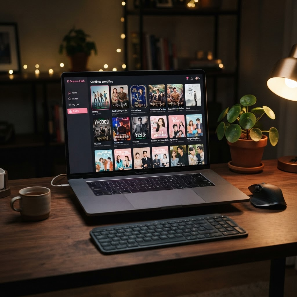 Interface da Dorama Web em um notebook